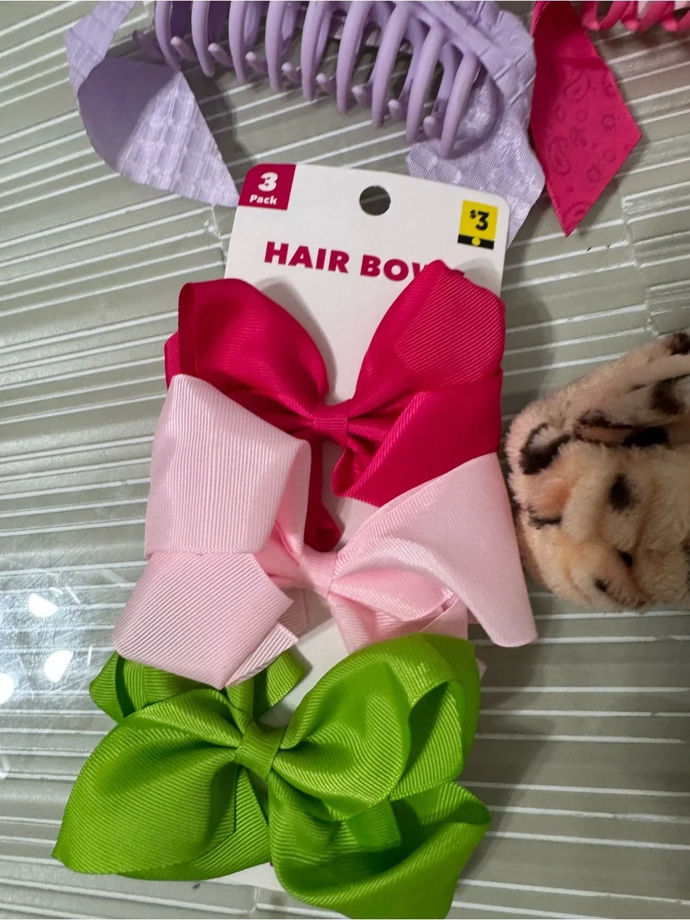Kids Hair Accessories Pack - Pink, Lilac, Hot Pink, Light Pink, Green, Leopard